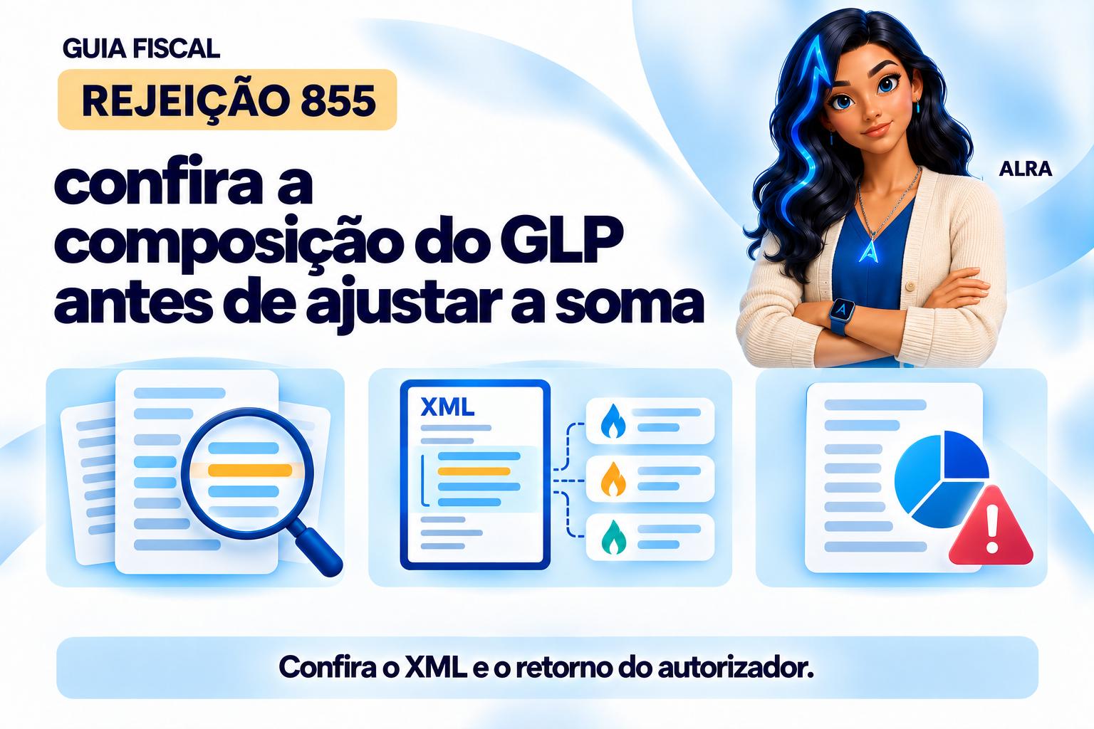 Capa ilustrada da ALRA: Rejeição 855: confira a composição do GLP antes de ajustar a soma.