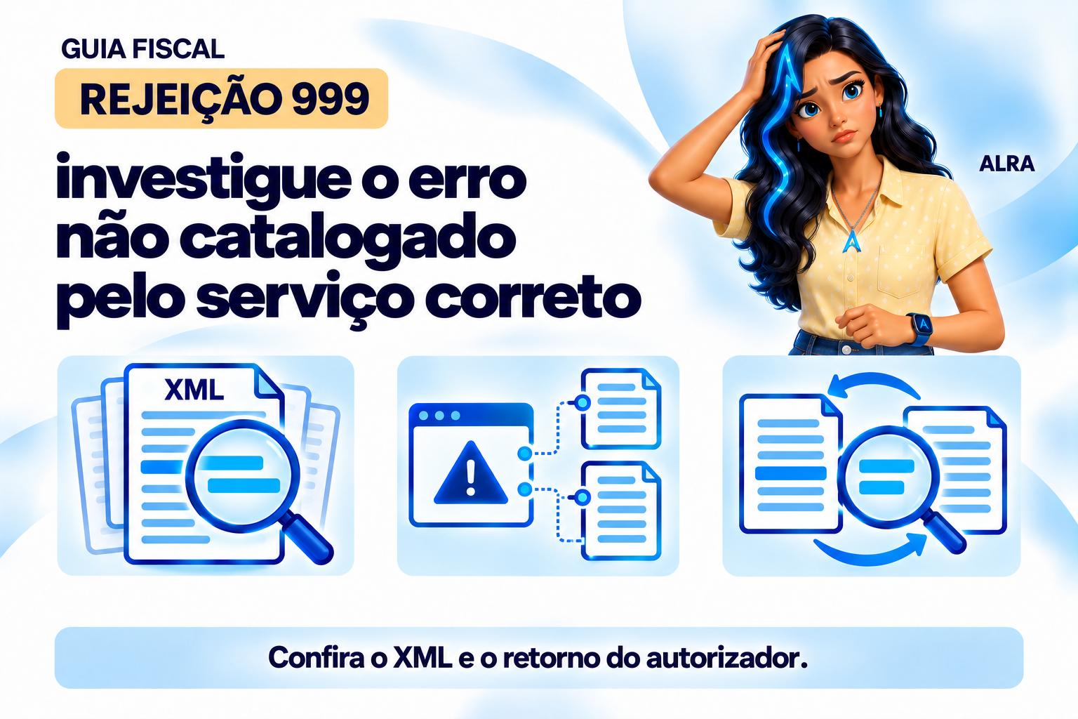 Capa ilustrada da ALRA: Rejeição 999: investigue o erro não catalogado pelo serviço correto.