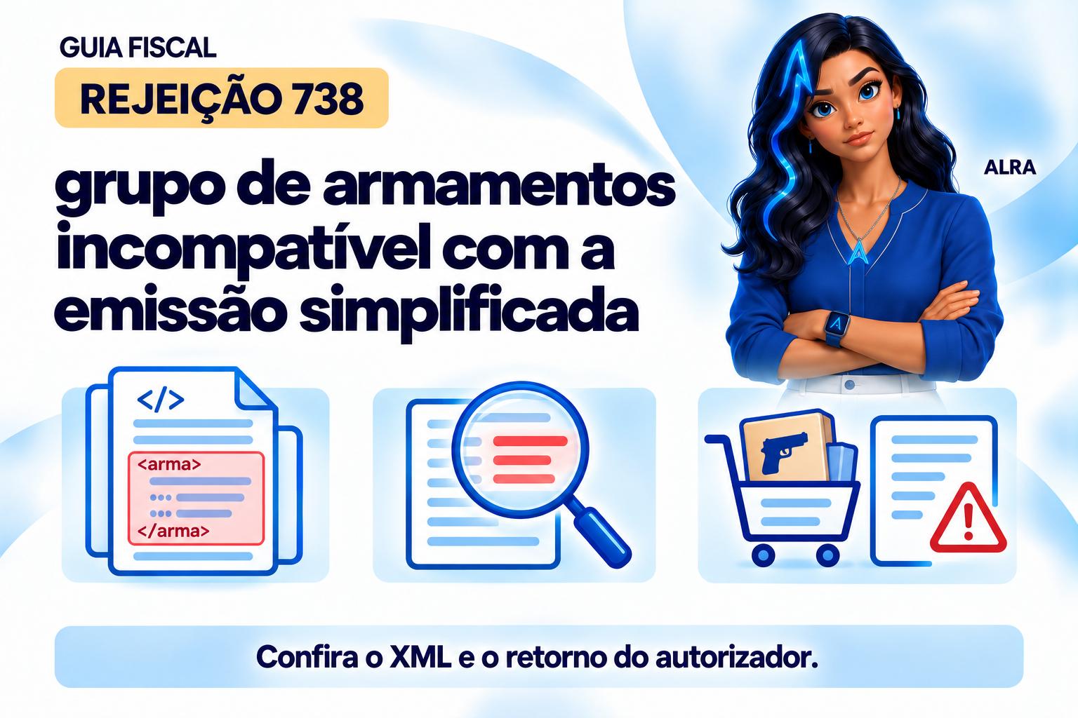Capa ilustrada da ALRA: Rejeição 738: grupo de armamentos incompatível com a emissão simplificada.