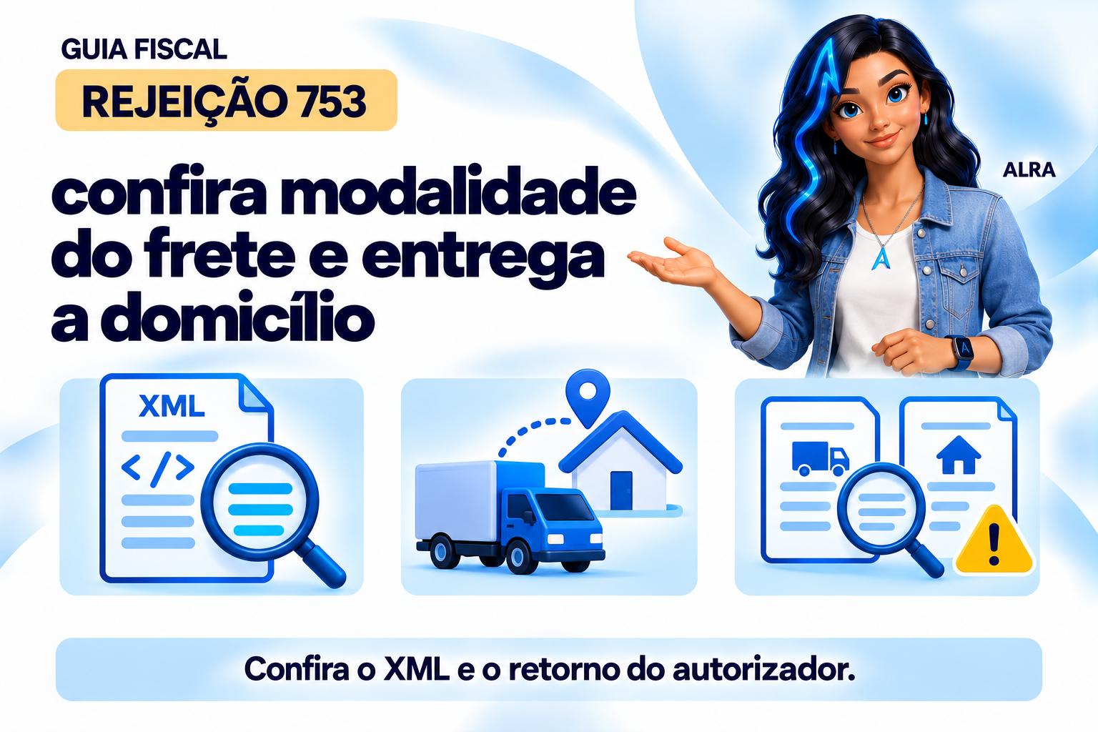Capa ilustrada da ALRA: Rejeição 753: confira modalidade do frete e entrega a domicílio.