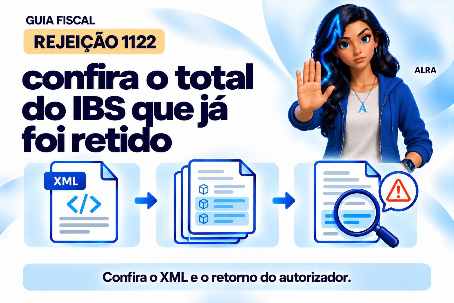 Capa ilustrada da ALRA: Rejeição 1122: confira o total do IBS que já foi retido.