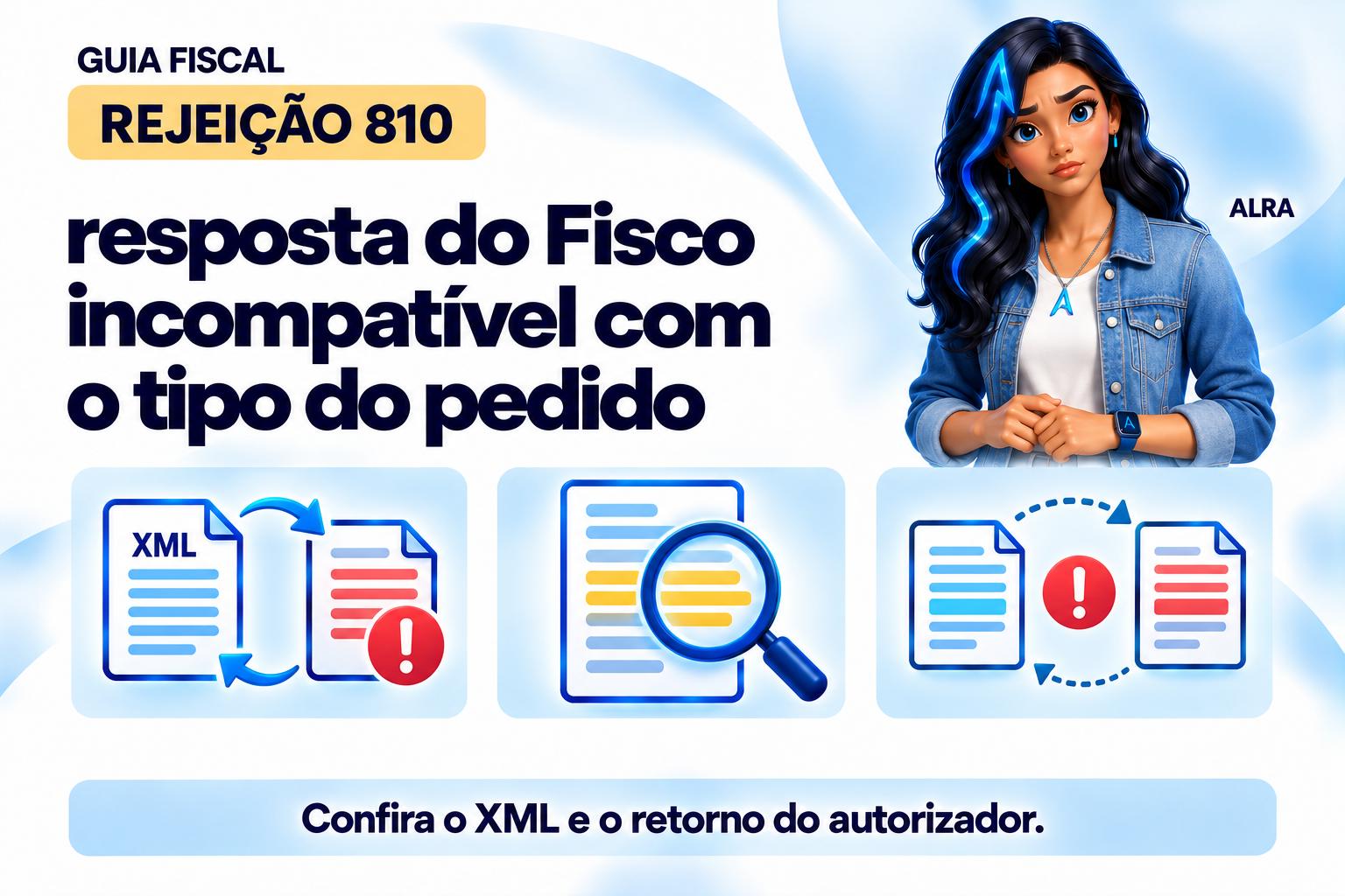 Capa ilustrada da ALRA: Rejeição 810: resposta do Fisco incompatível com o tipo do pedido.