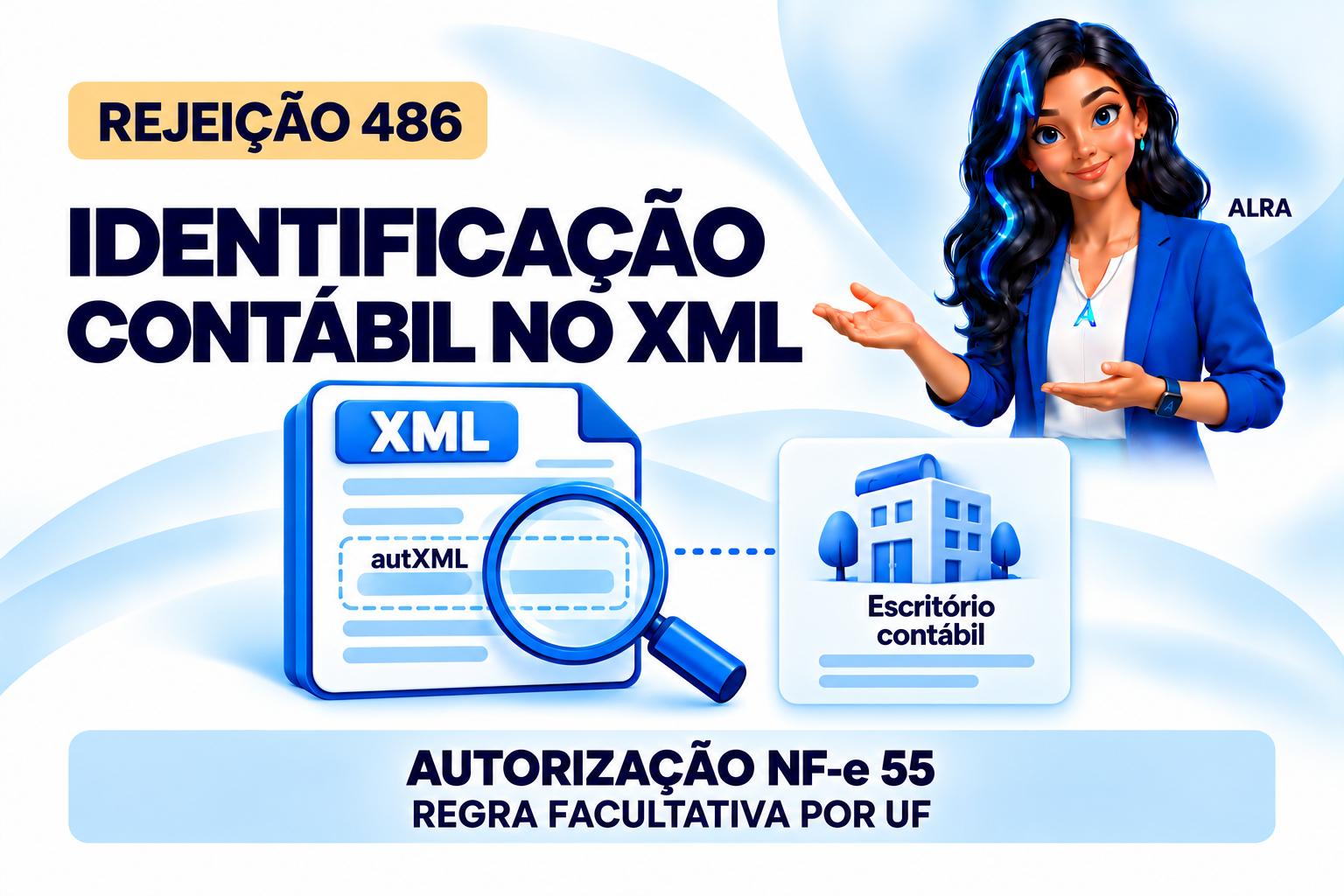 Capa ilustrada da ALRA: Rejeição 486: falta a identificação contábil exigida pela UF na NF-e.