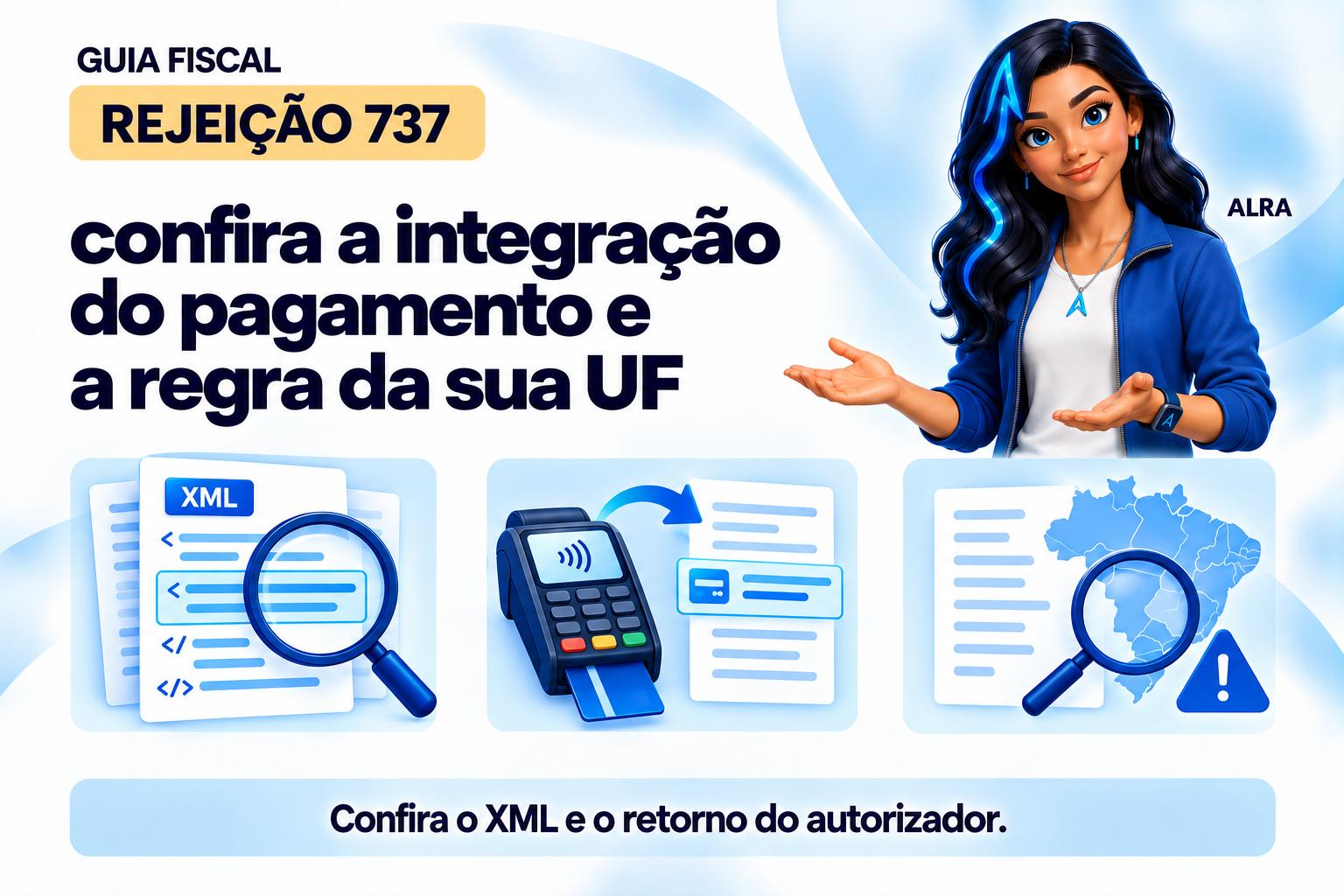 Capa ilustrada da ALRA: Rejeição 737: confira a integração do pagamento e a regra da sua UF.