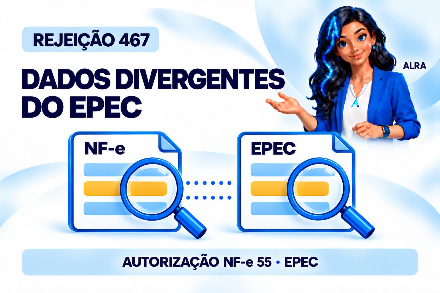 Capa ilustrada da ALRA: Rejeição 467: como conferir os dados da NF-e e do EPEC.