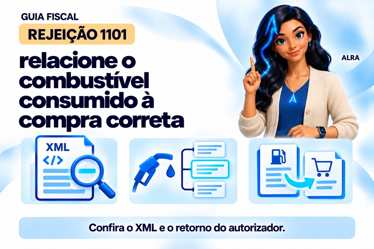 Capa ilustrada da ALRA: Rejeição 1101: relacione o combustível consumido à compra correta.