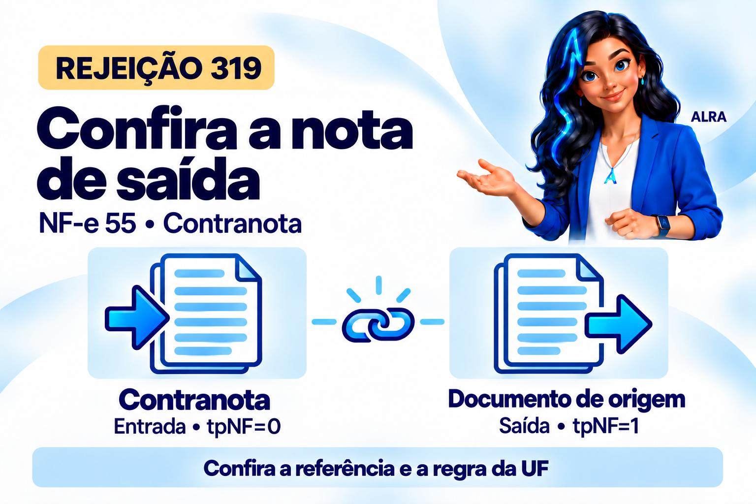 Capa ilustrada da ALRA: Rejeição 319: contranota com referência somente a nota de entrada.
