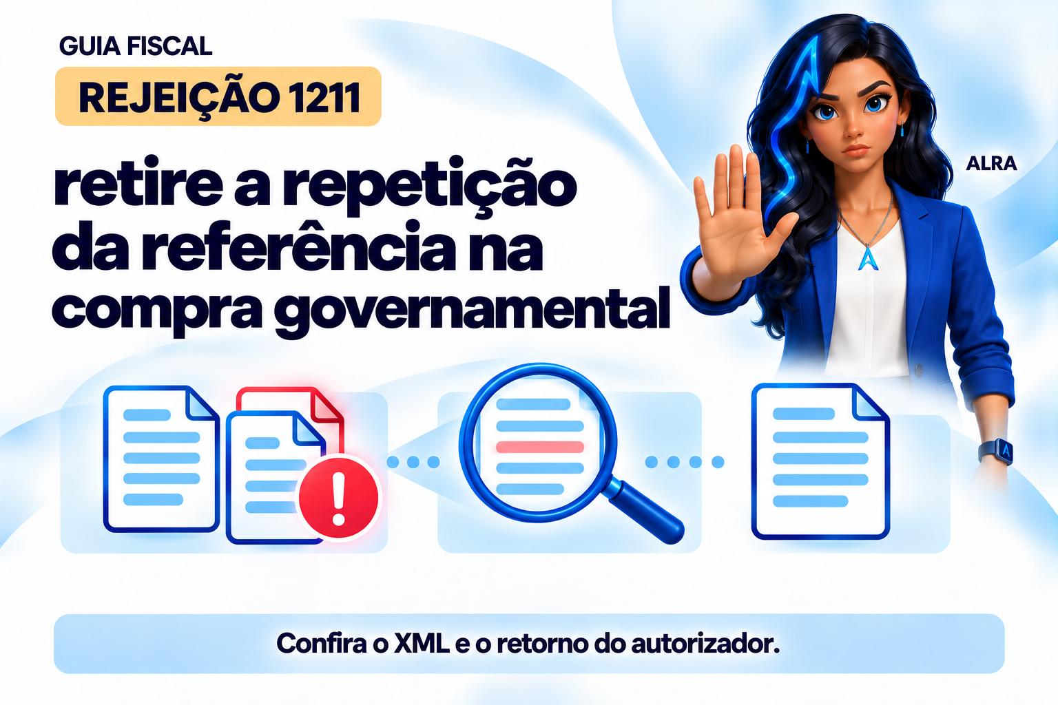 Capa ilustrada da ALRA: Rejeição 1211: retire a repetição da referência na compra governamental.