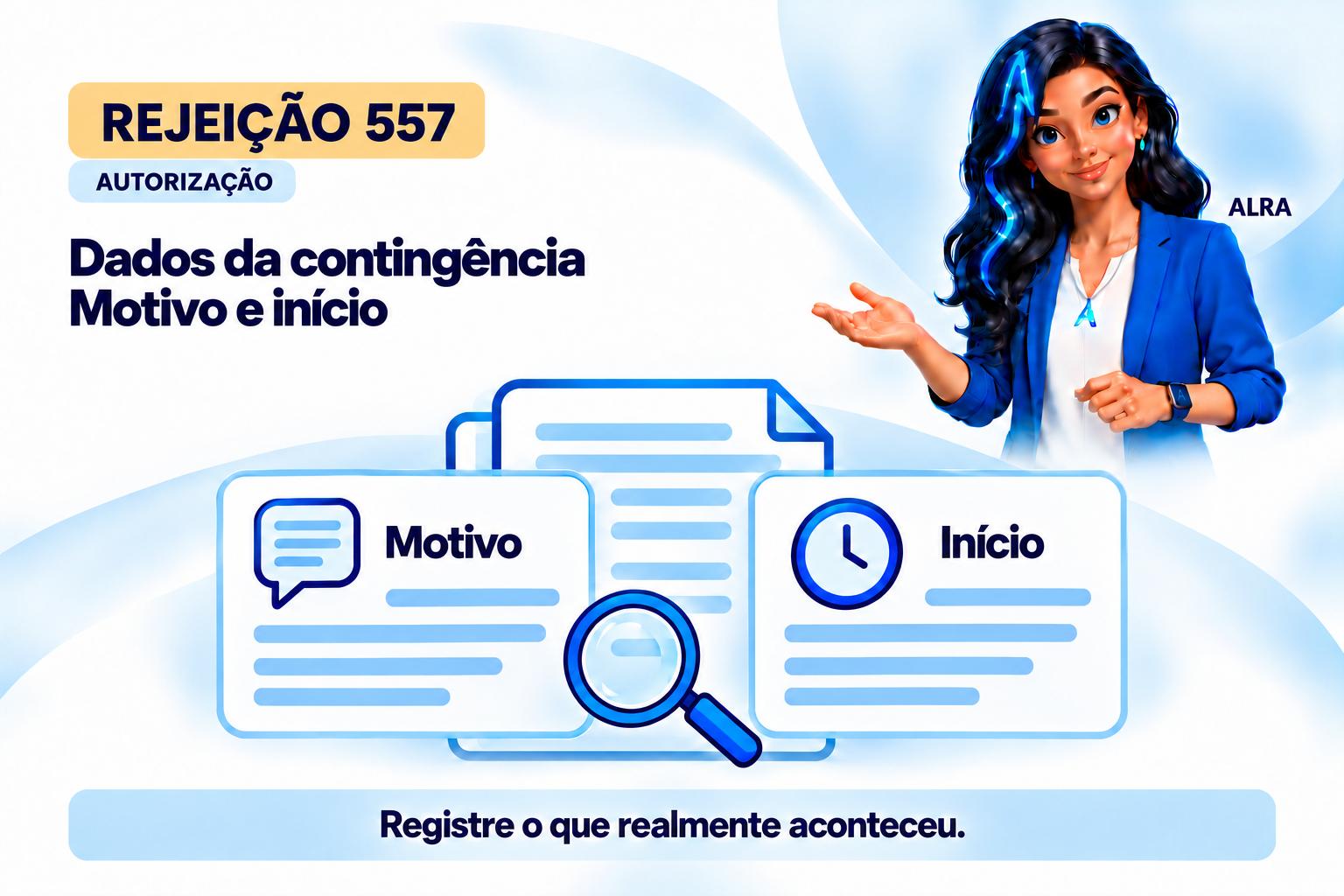 Capa ilustrada da ALRA: Rejeição 557: falta justificar a entrada em contingência.
