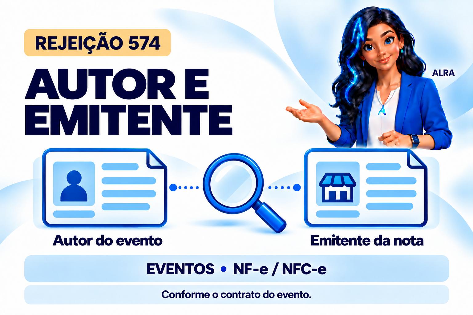 Capa ilustrada da ALRA: Rejeição 574: confira o autor do evento e o emitente.