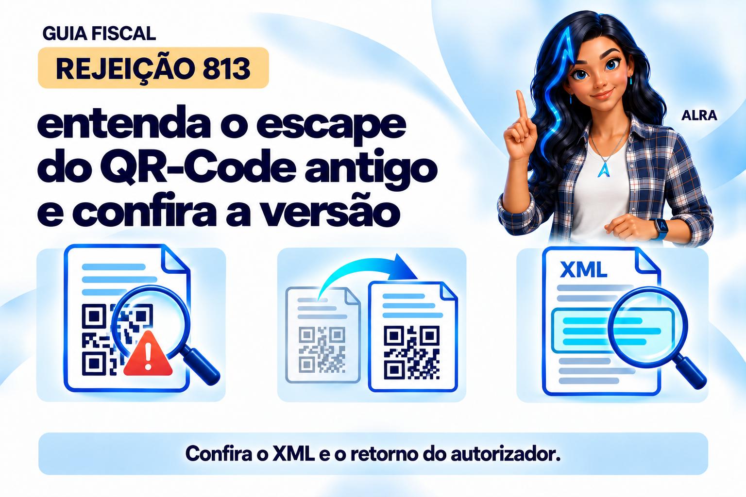 Capa ilustrada da ALRA: Rejeição 813: entenda o escape do QR-Code antigo e confira a versão.