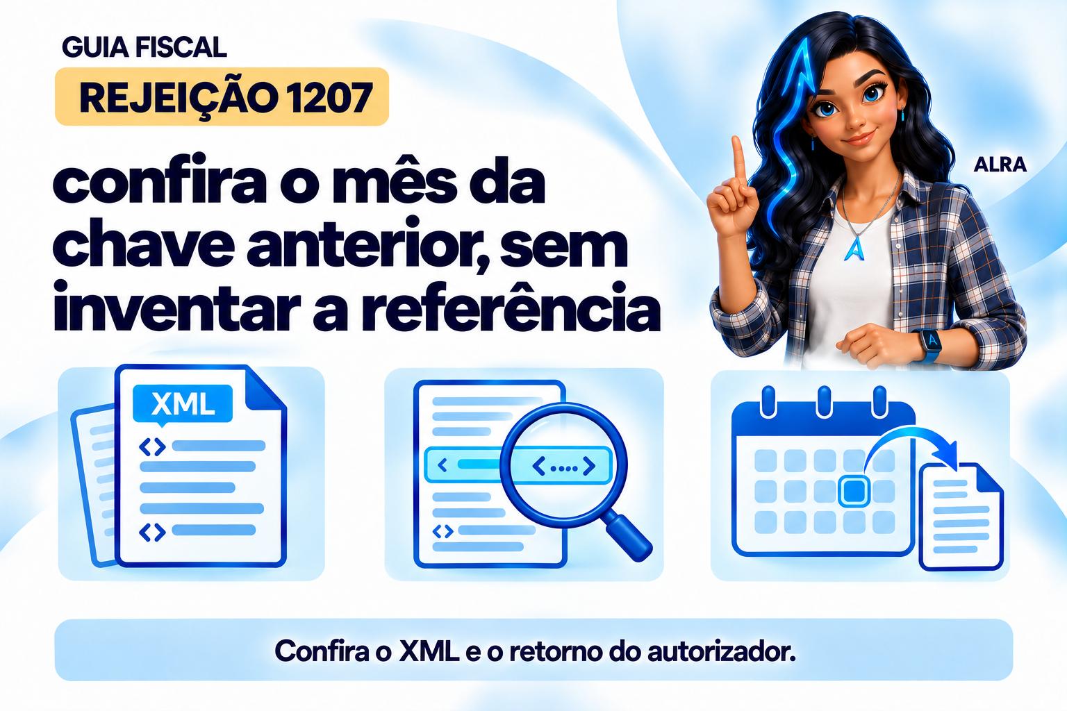 Capa ilustrada da ALRA: Rejeição 1207: confira o mês da chave anterior, sem inventar a referência.