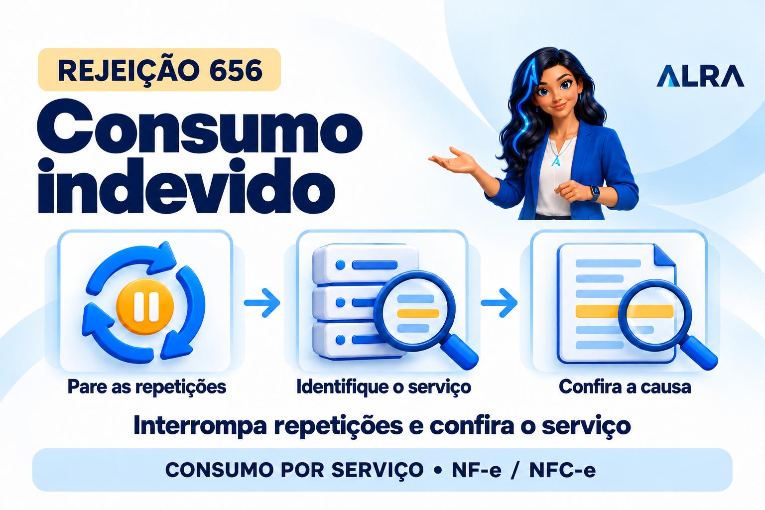 Capa ilustrada da ALRA: Rejeição 656: interrompa as tentativas e identifique o serviço bloqueado.