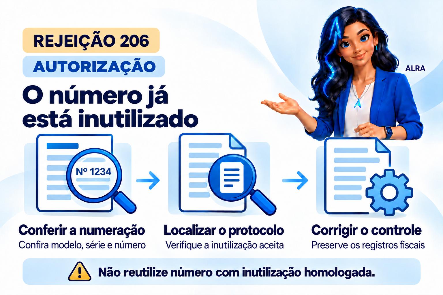 Capa ilustrada da ALRA: Rejeição 206: numeração inutilizada. Confira o histórico antes de emitir.
