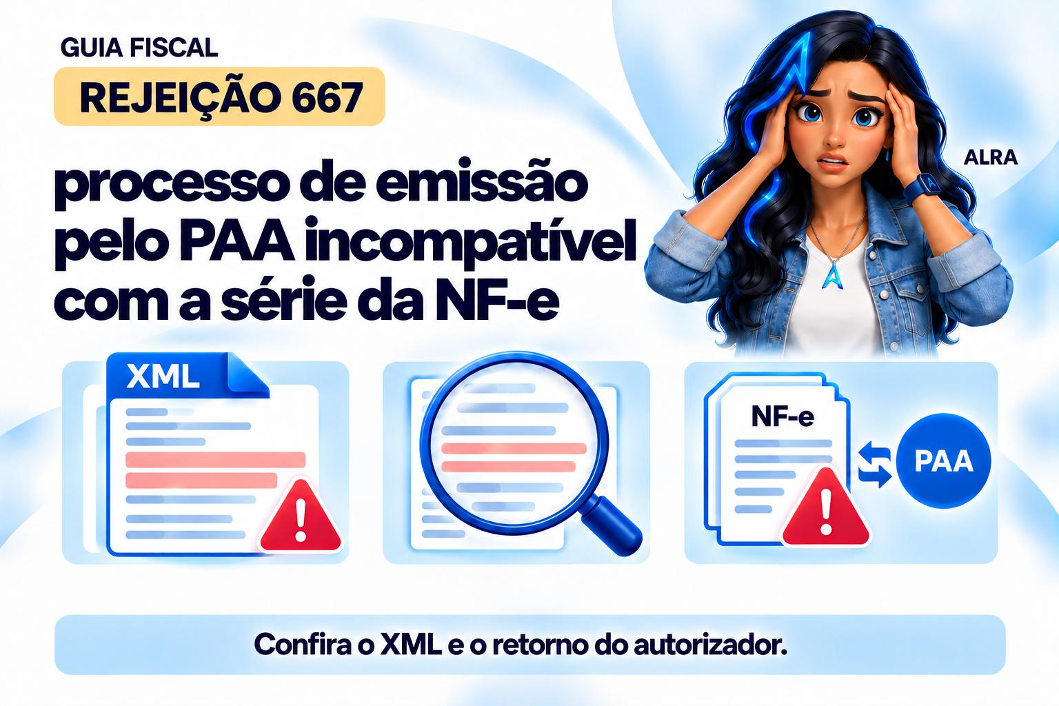 Capa ilustrada da ALRA: Rejeição 667: processo de emissão pelo PAA incompatível com a série da NF-e.