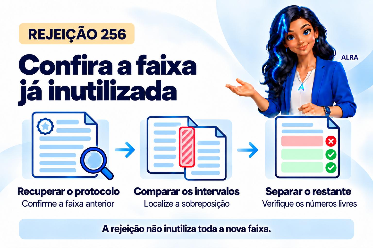 Capa ilustrada da ALRA: Rejeição 256: como tratar uma faixa que contém números já inutilizados.