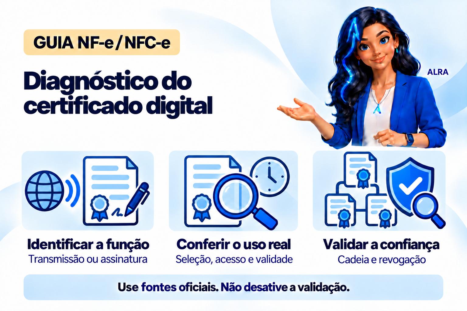 Capa ilustrada da ALRA: Como diagnosticar problemas de certificado digital e cadeia de confiança.