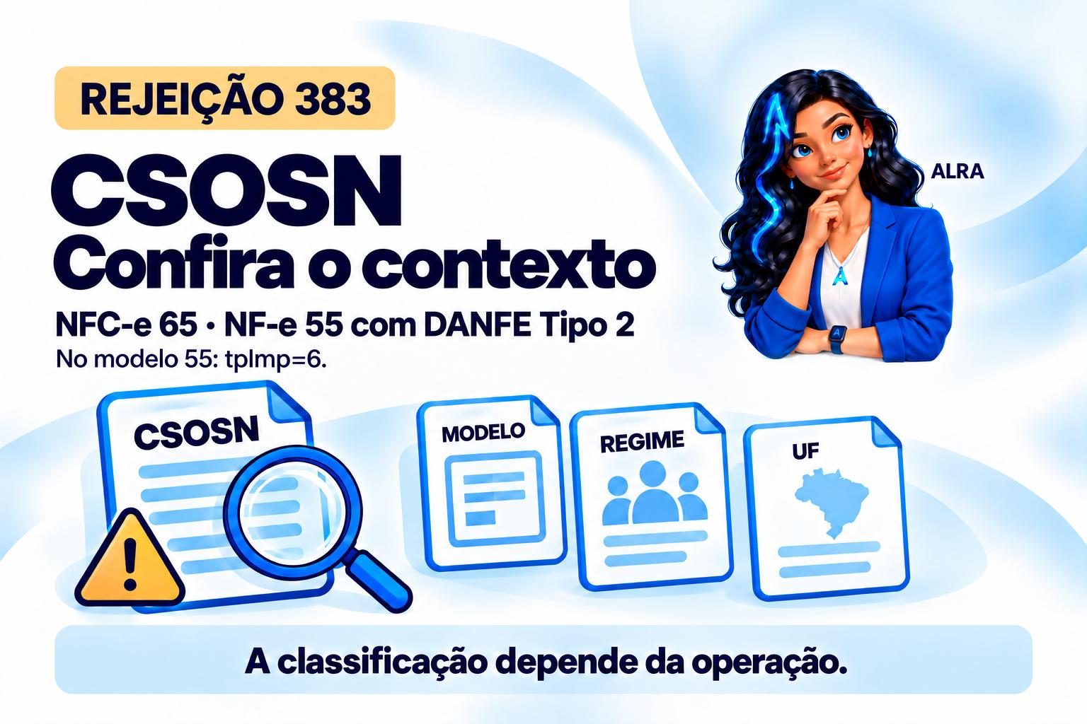Capa ilustrada da ALRA: Rejeição 383: entenda qual CSOSN o documento admite.