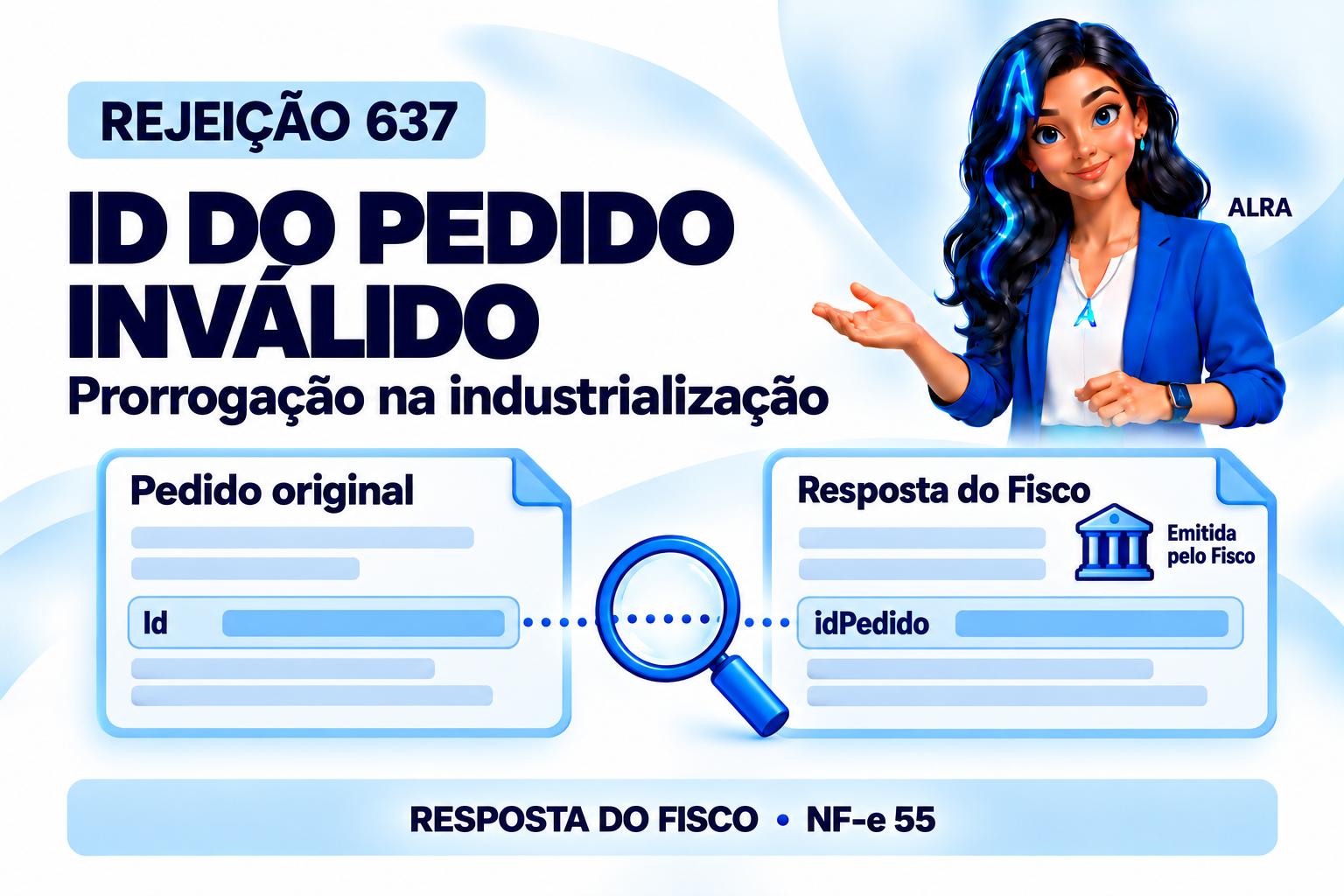 Capa ilustrada da ALRA: Rejeição 637: idPedido inválido na resposta do Fisco.