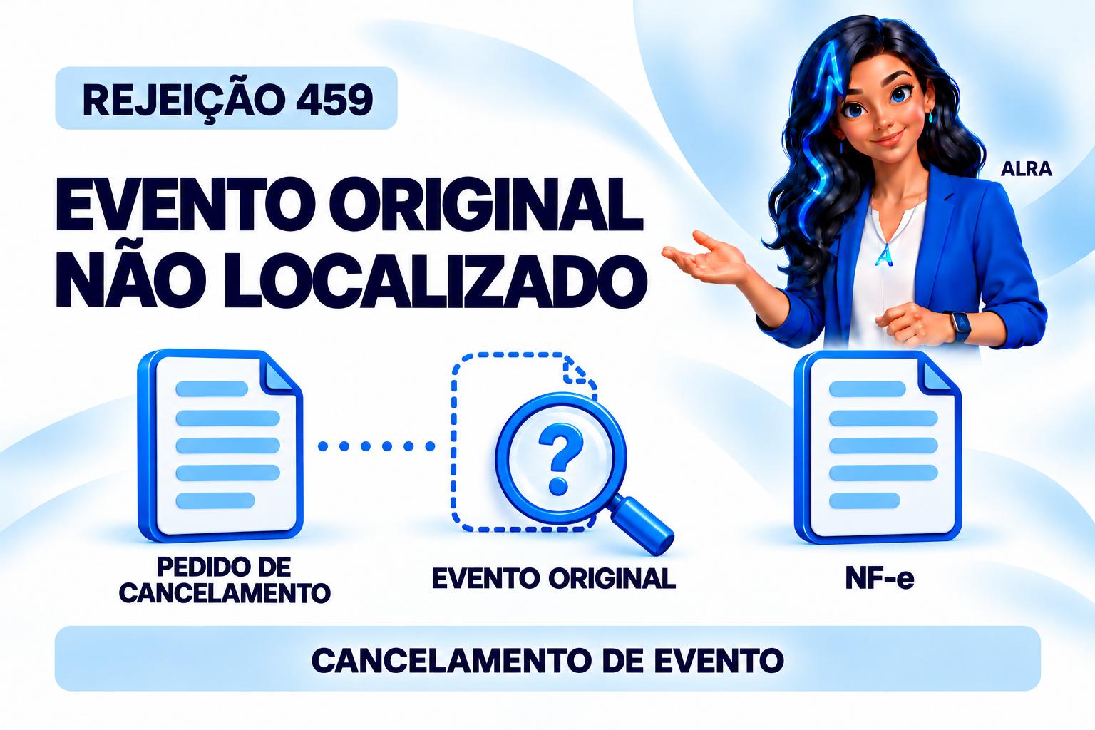 Capa ilustrada da ALRA: Rejeição 459: localize o evento original antes de cancelar.