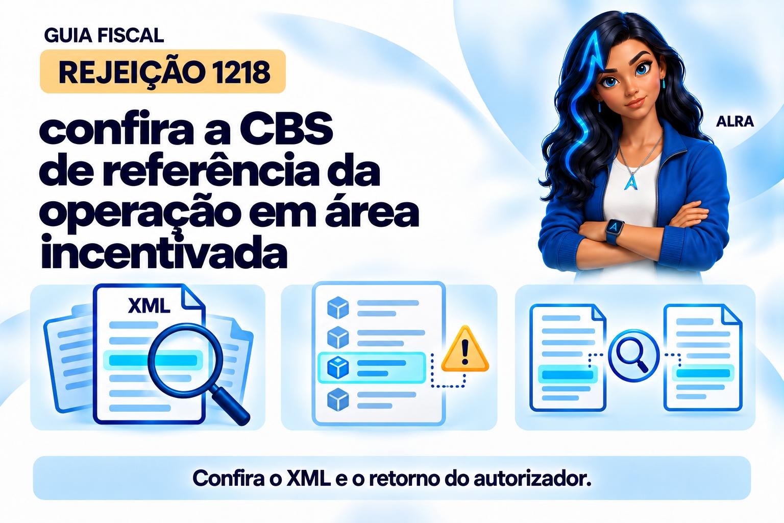 Capa ilustrada da ALRA: Rejeição 1218: confira a CBS de referência da operação em área incentivada.