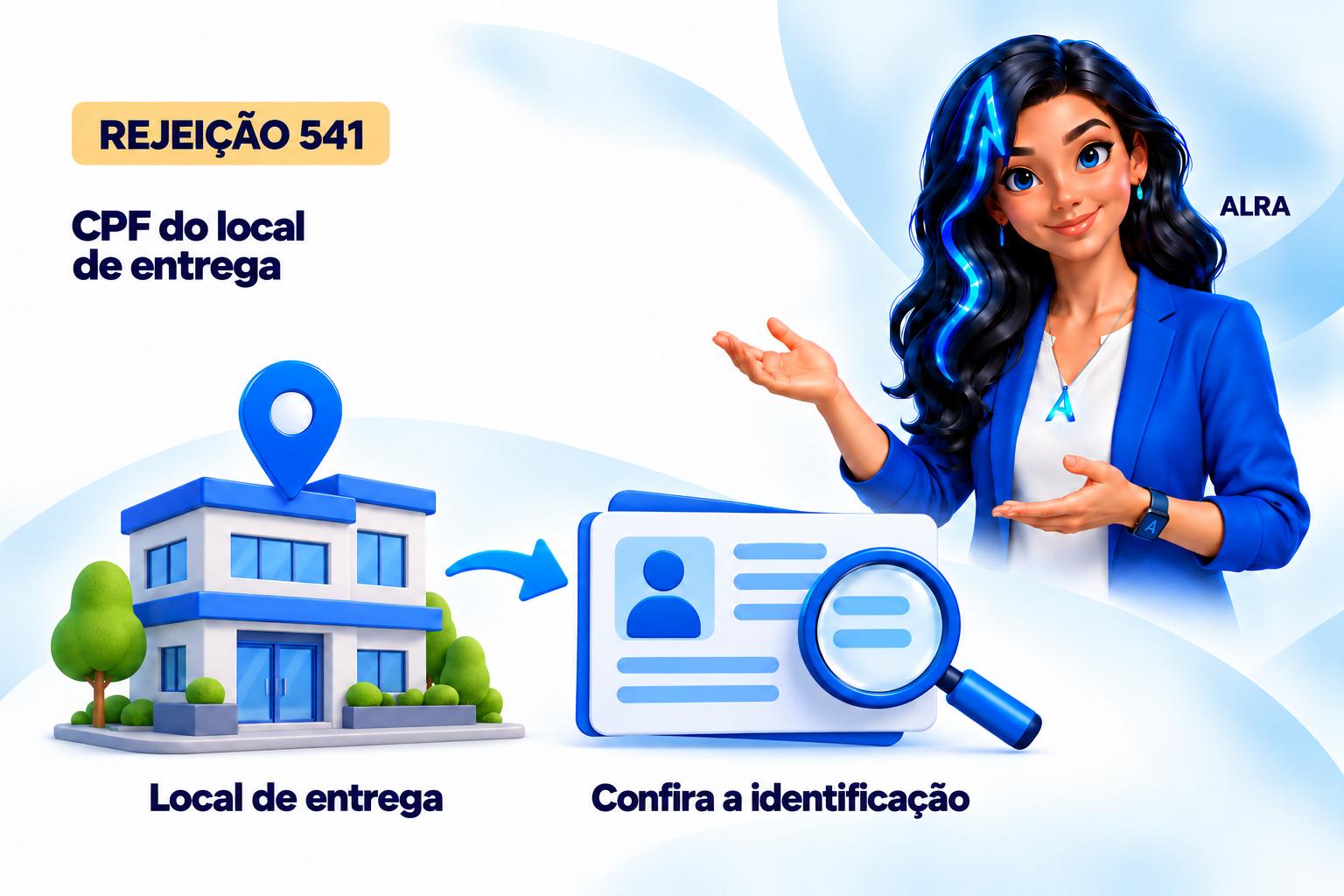 Capa ilustrada da ALRA: Rejeição 541: como revisar o CPF do local de entrega.