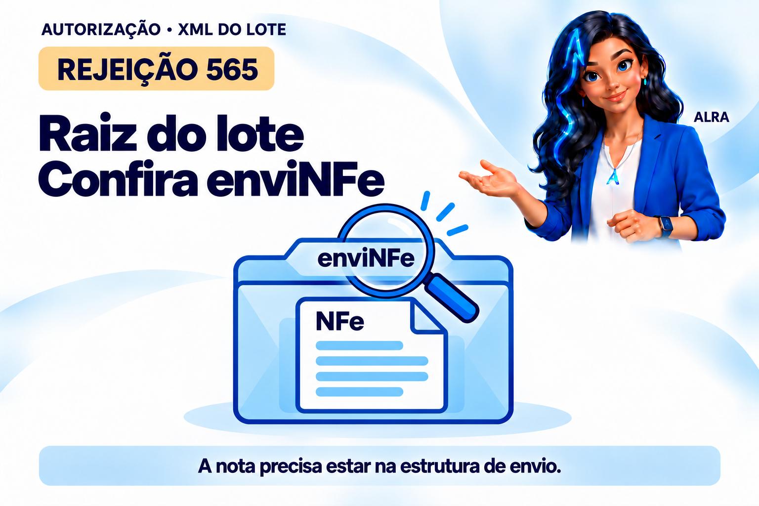 Capa ilustrada da ALRA: Rejeição 565: a raiz do lote de NF-e não foi reconhecida.