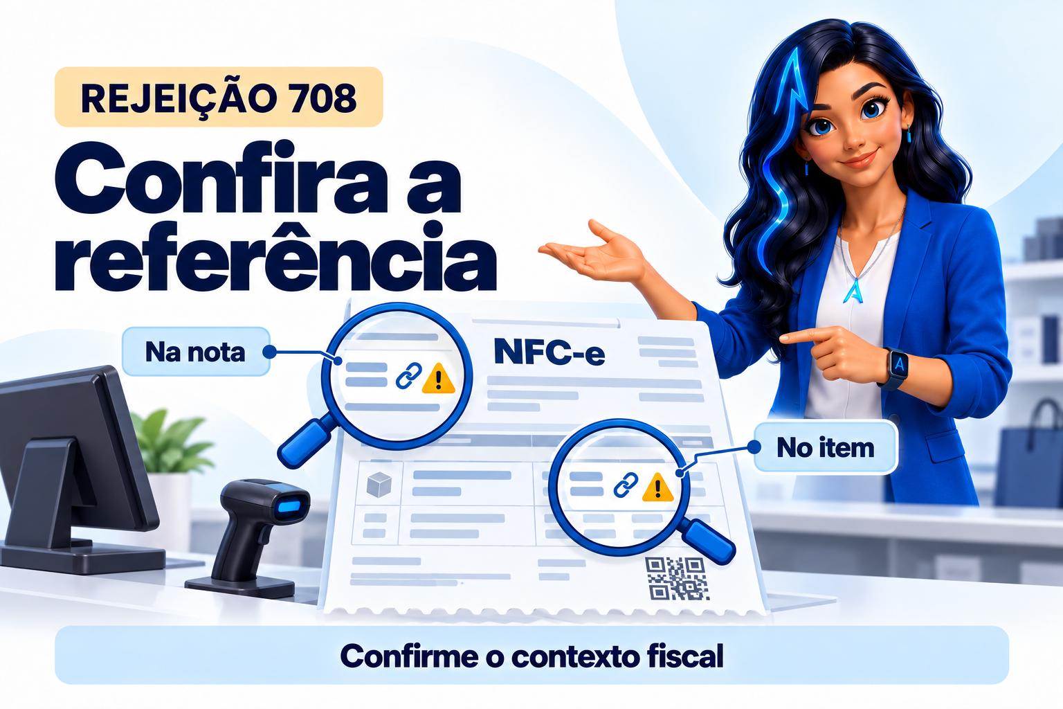 Capa ilustrada da ALRA: Rejeição 708: confira onde o documento fiscal foi referenciado.