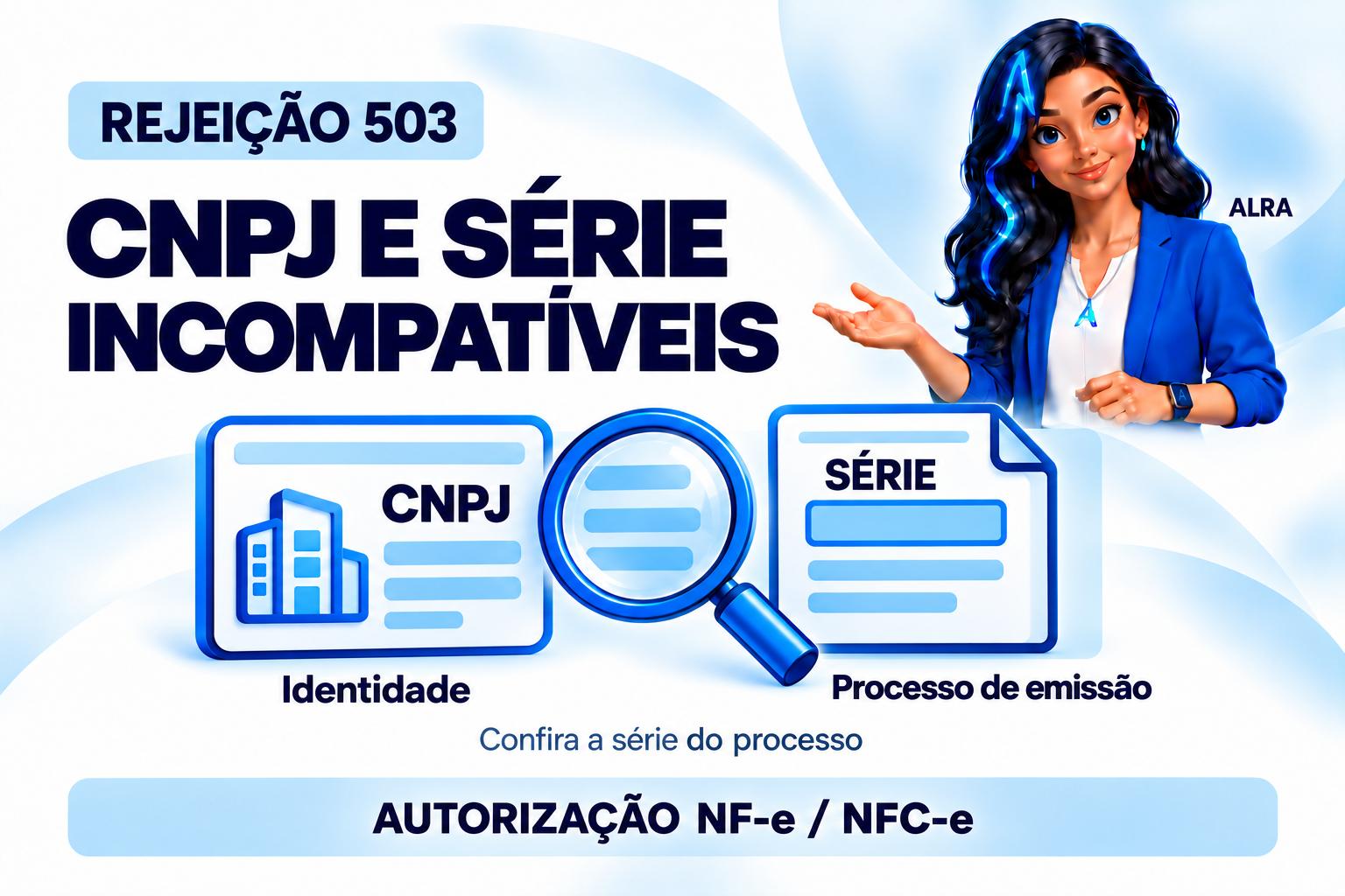 Capa ilustrada da ALRA: Rejeição 503: CNPJ do emitente e série precisam combinar com o processo.