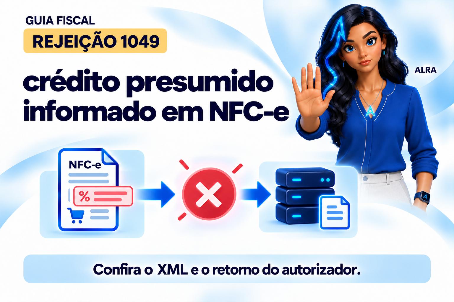 Capa ilustrada da ALRA: Rejeição 1049: crédito presumido informado em NFC-e.