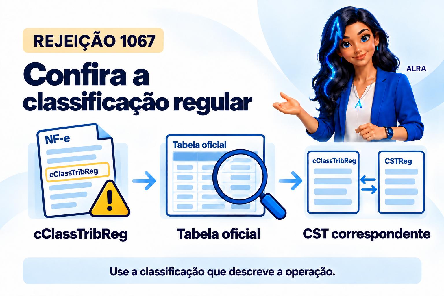 Capa ilustrada da ALRA: Rejeição 1067: a classificação da tributação regular não foi reconhecida.