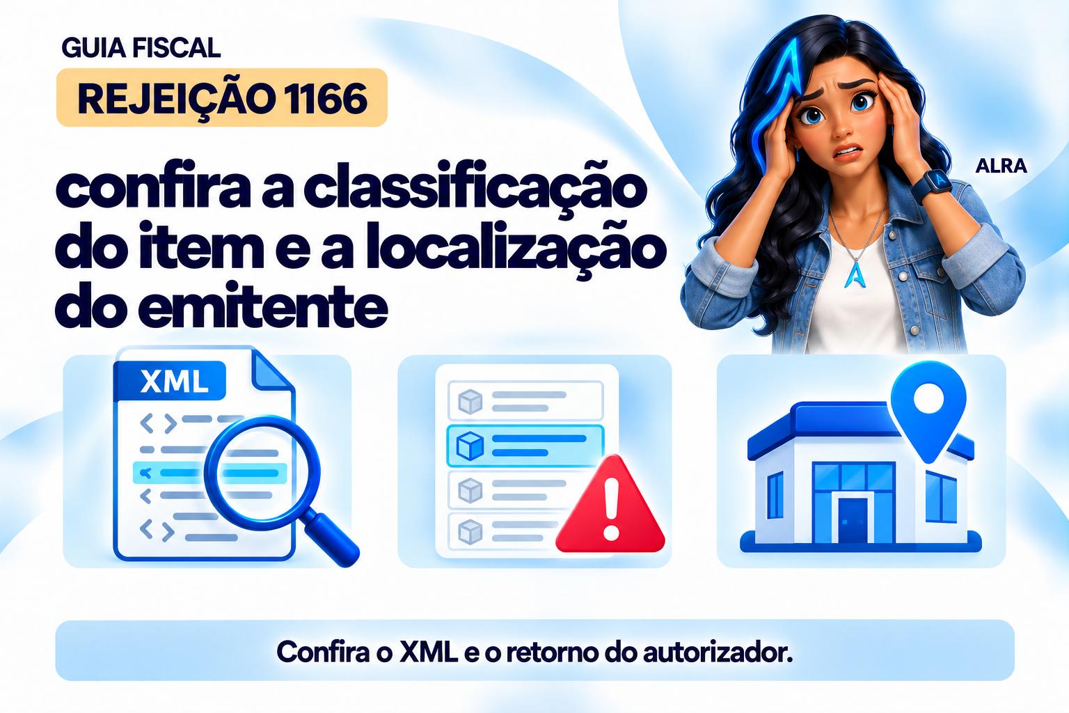 Capa ilustrada da ALRA: Rejeição 1166: confira a classificação do item e a localização do emitente.