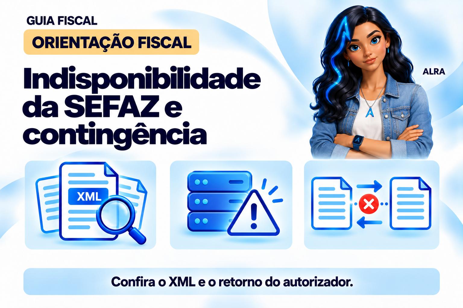 Capa ilustrada da ALRA: Indisponibilidade da SEFAZ e contingência.
