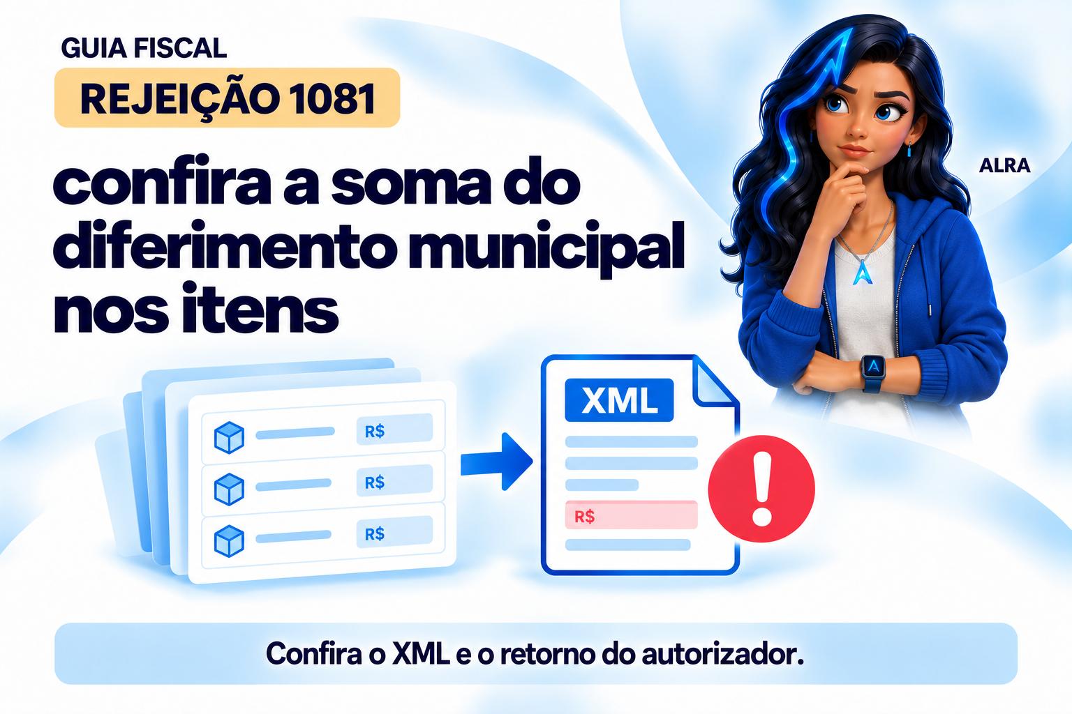 Capa ilustrada da ALRA: Rejeição 1081: confira a soma do diferimento municipal nos itens.
