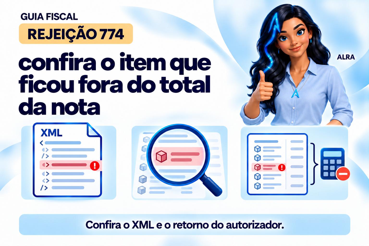 Capa ilustrada da ALRA: Rejeição 774: confira o item que ficou fora do total da nota.
