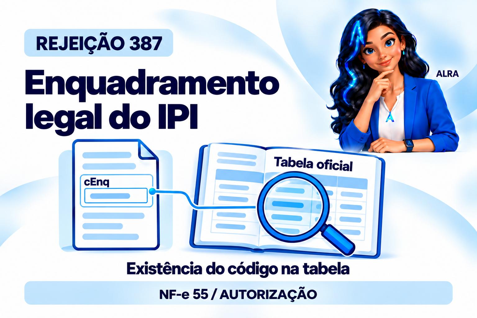 Capa ilustrada da ALRA: Rejeição 387: como revisar o enquadramento legal do IPI.