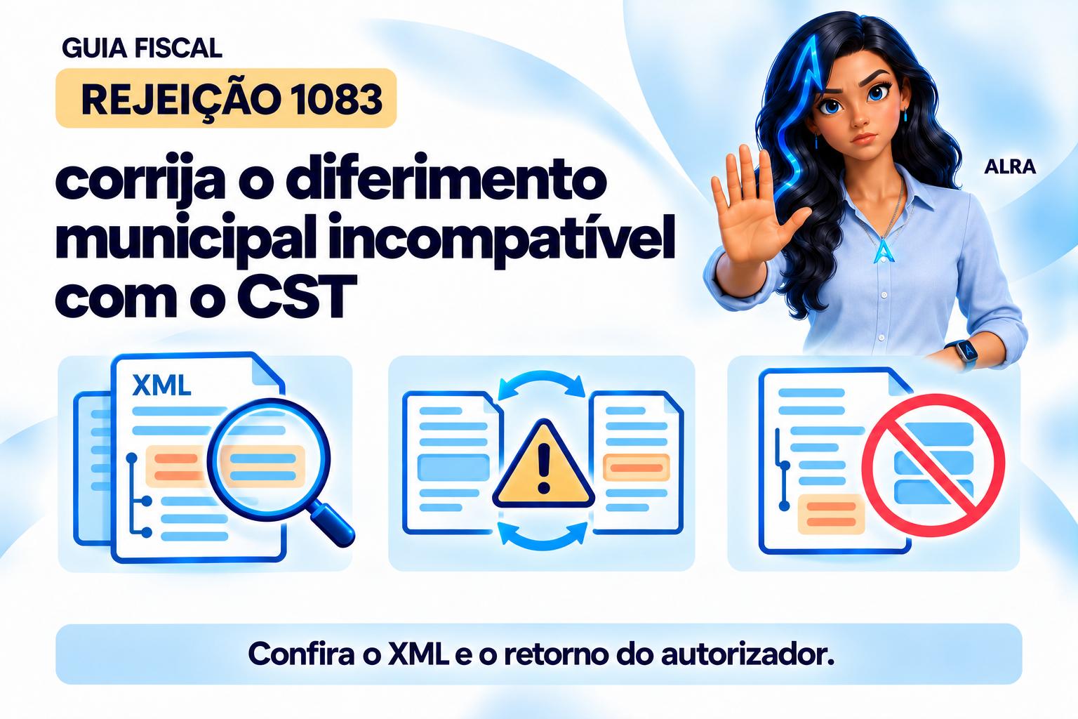 Capa ilustrada da ALRA: Rejeição 1083: corrija o diferimento municipal incompatível com o CST.