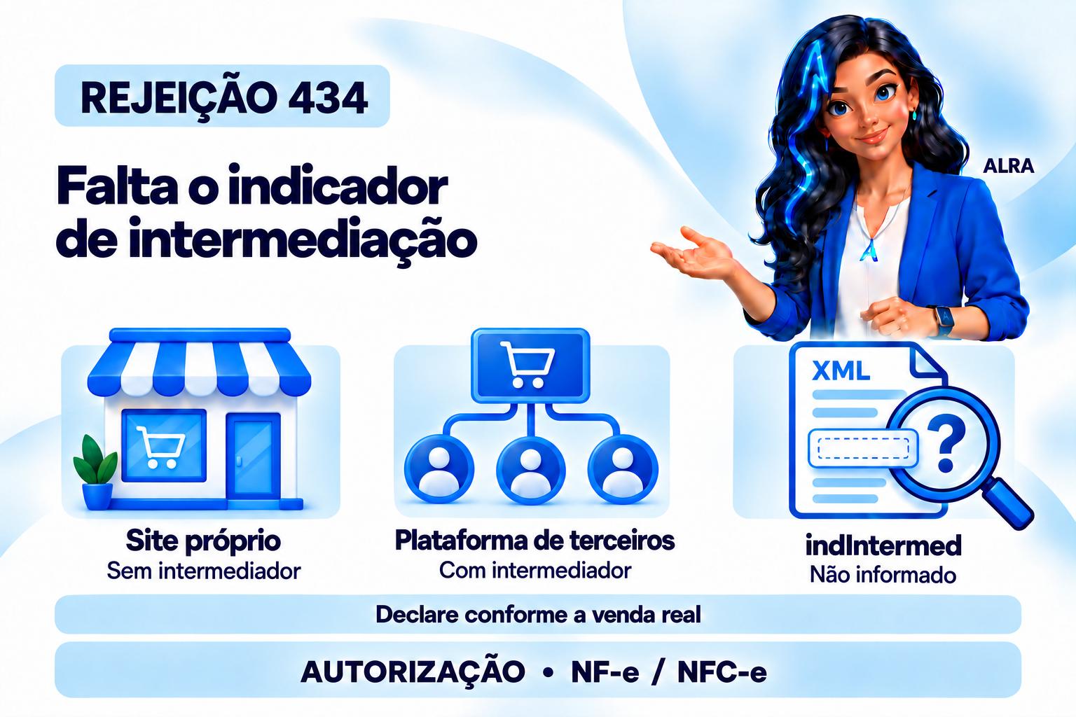 Capa ilustrada da ALRA: Rejeição 434: como informar o intermediador sem alterar a venda.