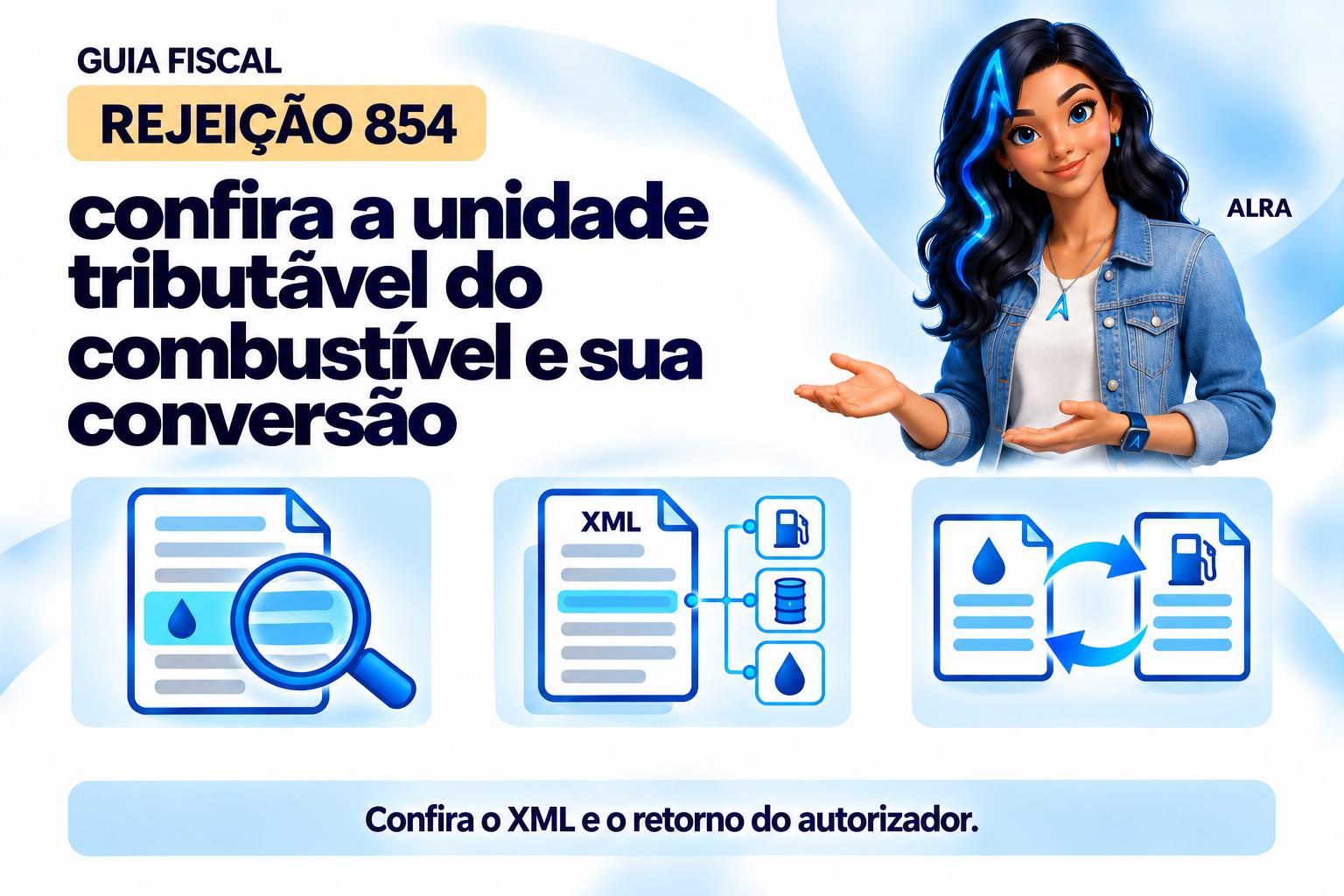 Capa ilustrada da ALRA: Rejeição 854: confira a unidade tributável do combustível e sua conversão.
