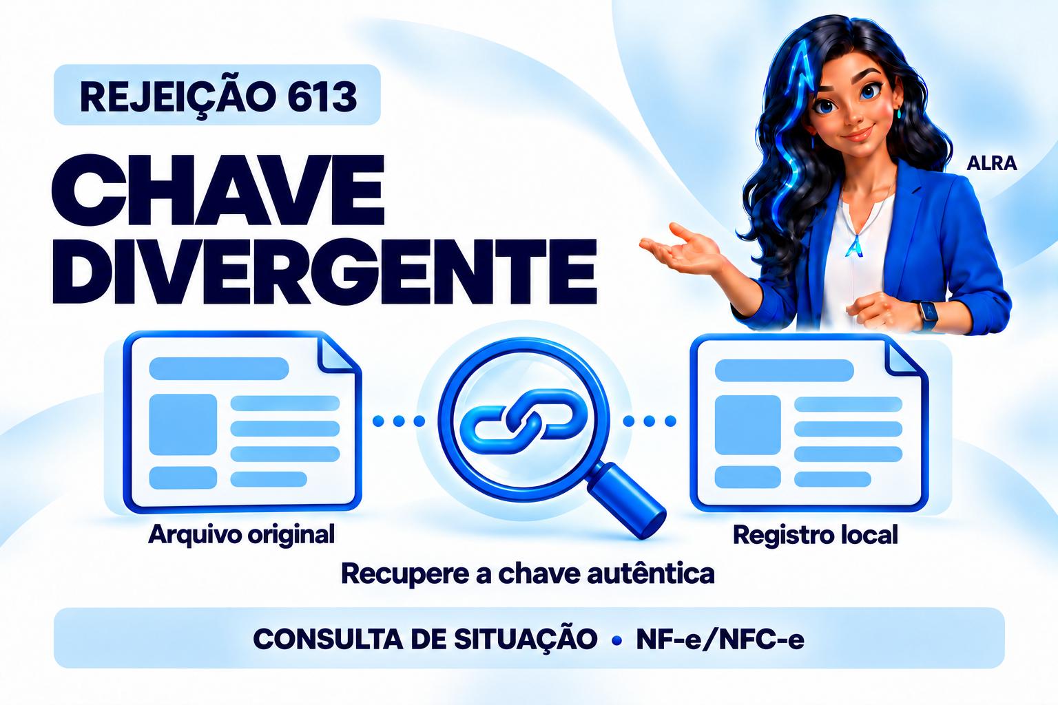 Capa ilustrada da ALRA: Rejeição 613: recupere a chave que corresponde ao registro da SEFAZ.