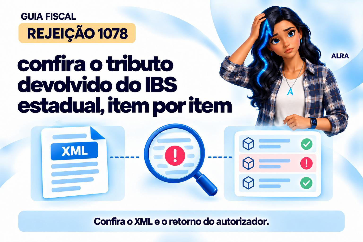 Capa ilustrada da ALRA: Rejeição 1078: confira o tributo devolvido do IBS estadual, item por item.