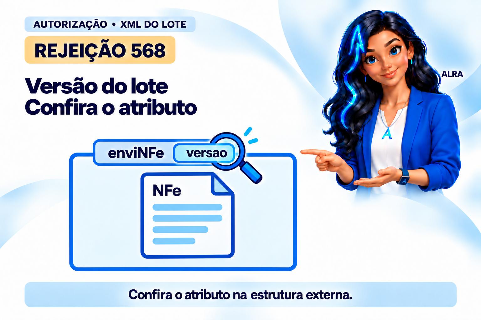 Capa ilustrada da ALRA: Rejeição 568: falta o atributo de versão na raiz do lote.