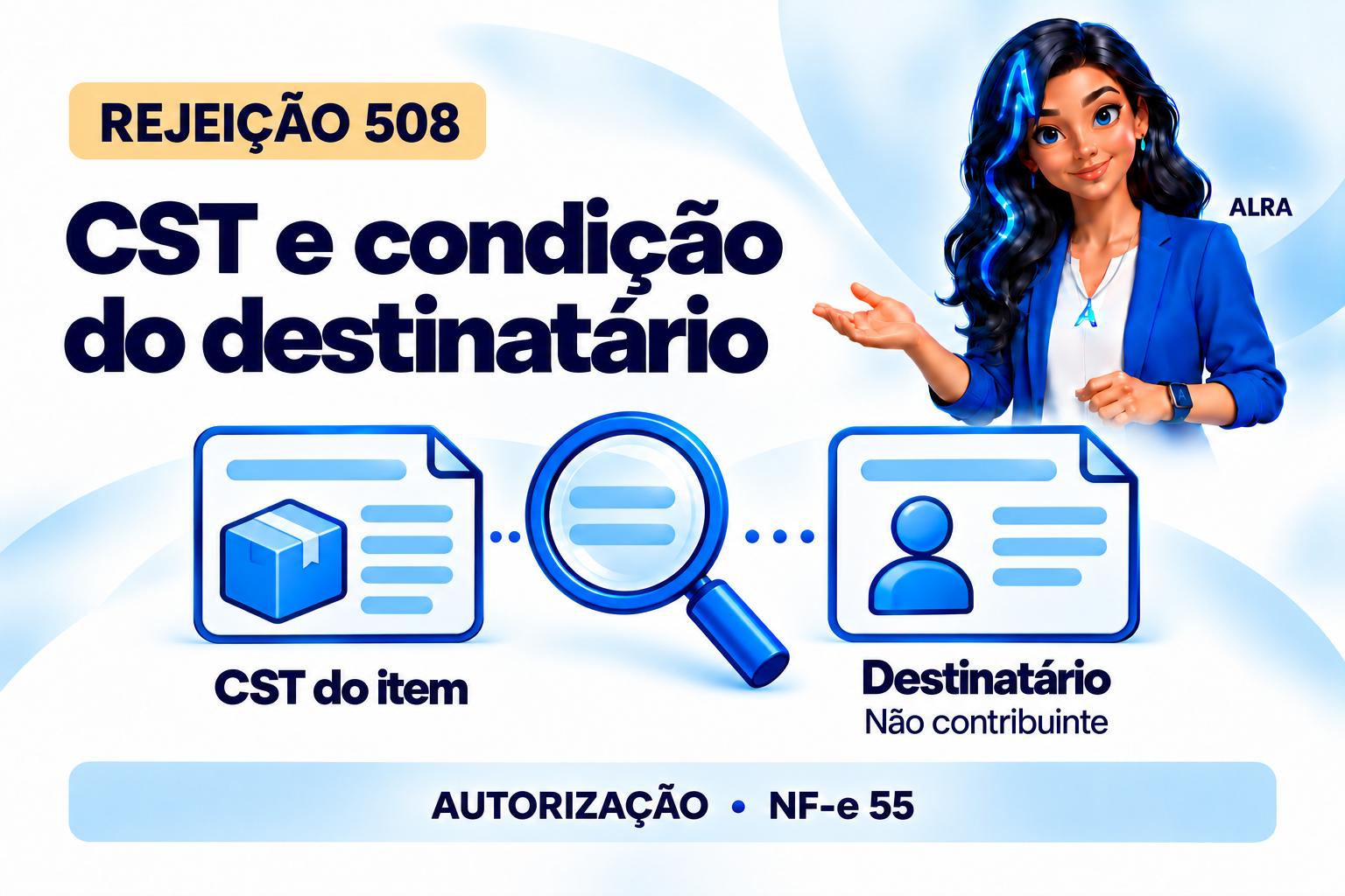 Capa ilustrada da ALRA: Rejeição 508: CST e destinatário precisam contar a mesma história.