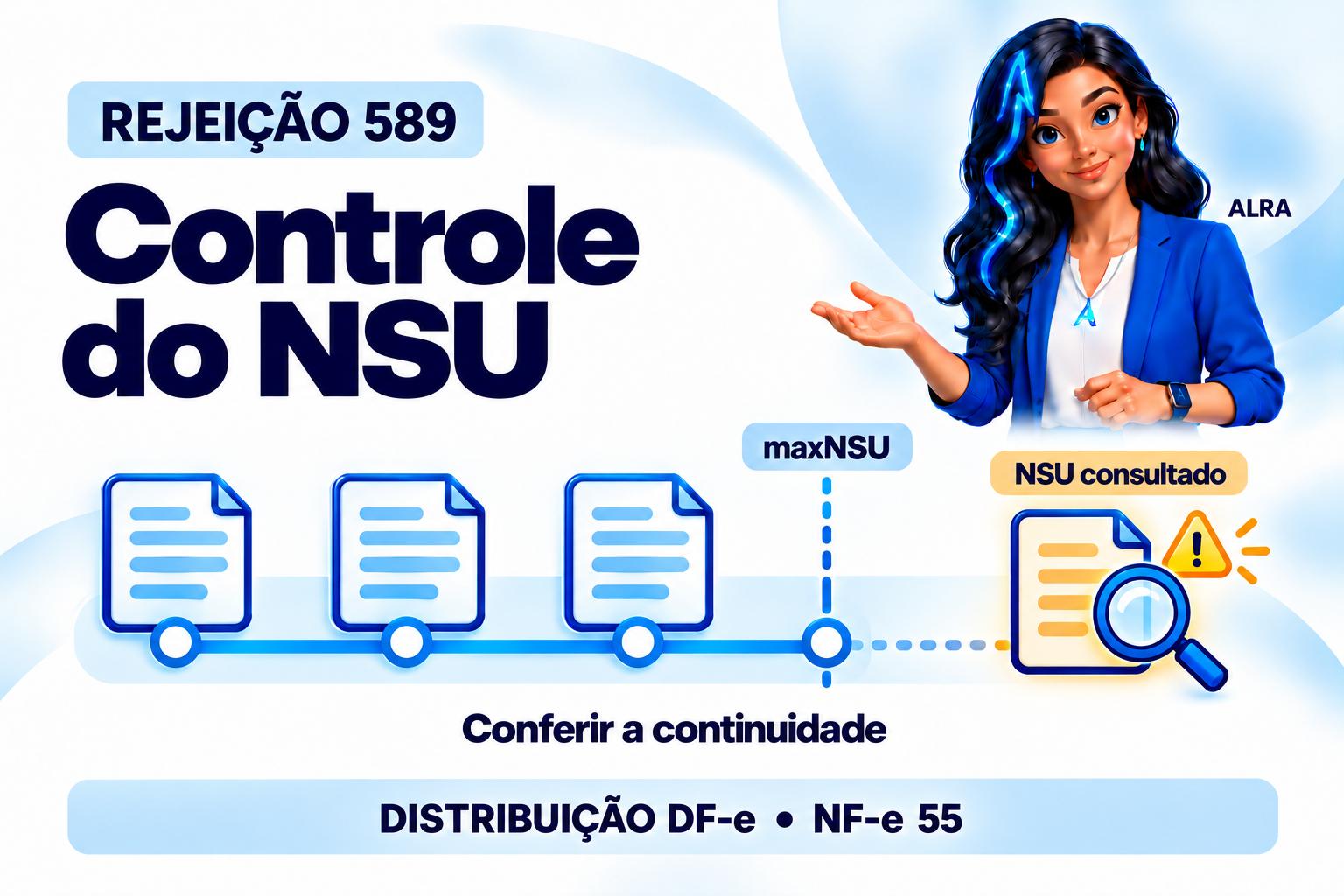 Capa ilustrada da ALRA: Rejeição 589: recupere o controle do NSU na distribuição da NF-e.