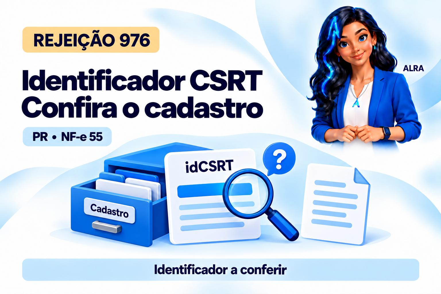 Capa ilustrada da ALRA: Rejeição 976: como verificar o identificador do CSRT na SEFAZ.