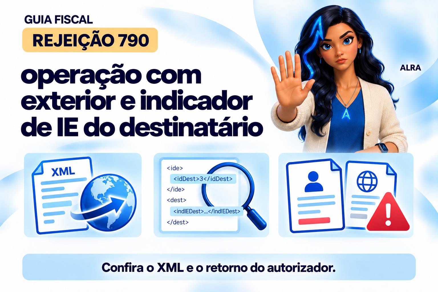 Capa ilustrada da ALRA: Rejeição 790: operação com exterior e indicador de IE do destinatário.