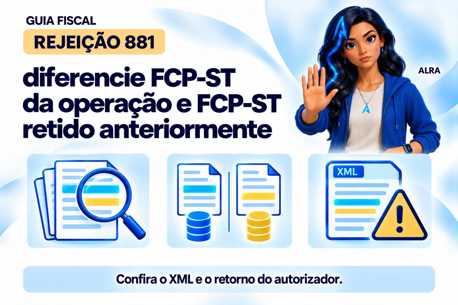 Capa ilustrada da ALRA: Rejeição 881: diferencie FCP-ST da operação e FCP-ST retido anteriormente.