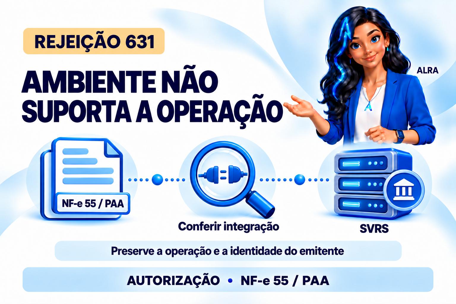 Capa ilustrada da ALRA: Rejeição 631: ambiente de autorização não suporta esta operação.