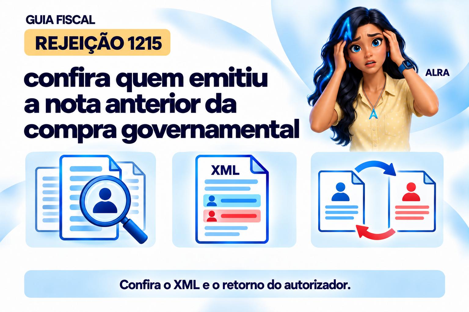 Capa ilustrada da ALRA: Rejeição 1215: confira quem emitiu a nota anterior da compra governamental.