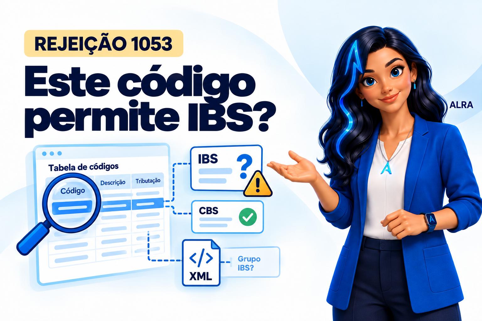 Capa ilustrada da ALRA: Rejeição 1053: confira por que o código de crédito não permite IBS.